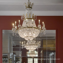 Vintage Lustre Classic Big Empire Gold Crystal Chandelier For Banquet Hall